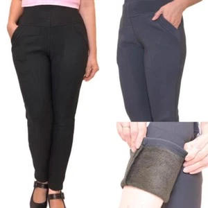 Winter Thermal Leggings Warm Fur Fleece Lined Pants for Women Ladies Size 8-18 - Picture 1 of 30