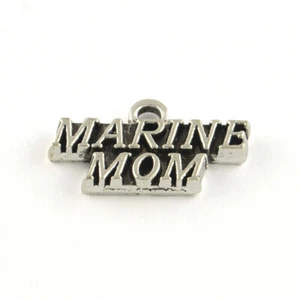 Marine Mom Military Charm Antique Silver Tone 19 x 11 mm USA Seller 992 - Picture 1 of 3