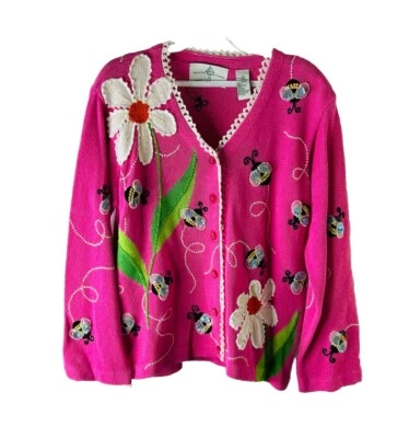 Nuevas opciones de diseño para mujer pequeño abejorro floral tejido por todas partes cárdigan suéter Foto 1 de 4