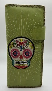 Lujosa Cartera Mexicana Día de Muertos Bordada Calavera - Imagen 1 de 8