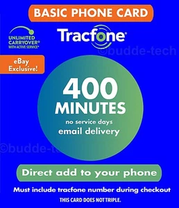 TracFone 400 Talk Minutes Add On Refill Card for Basic Phones & Flip Phones PIN - Picture 1 of 8