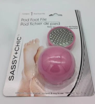 Sassy + Chic Pod Foot File Remove Rough & Dry Skin PINK NEW IN CONTAINER - Image 1 of 2
