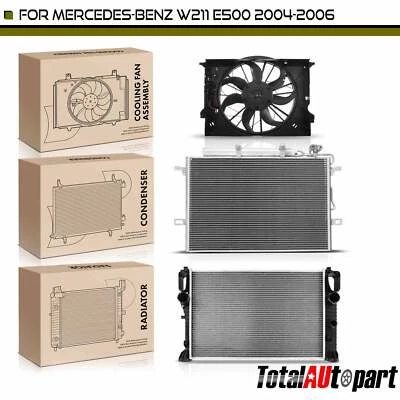 Kit de radiador y condensador de CA y ventilador de refrigeración para Mercedes-Benz W211 E500 04-06 5,0 L Foto 1 de 4