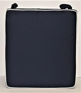 Sunbrella® Outdoor Patio Seat Pad ~ Navy w/ White Welt 17.25 x 19.5 x 2.25 NEW - Picture 1 of 3