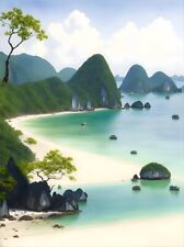 Cham Islands Vietnam Watercolor Painting Country City Art Print