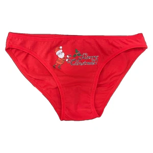 Ladies Merry Christmas X-Mas Underwear Red Santa Pattern Panties Briefs Bikini - Picture 1 of 26
