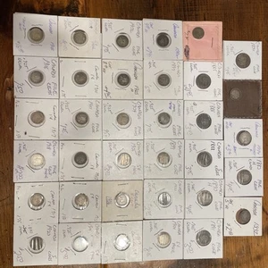 Lot Set Of 1870 - 1920 Canada Five Cent Nickel Silver 35 Coins - Picture 1 of 13
