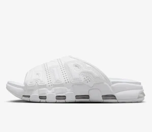 Nike Air Uptempo Slides Triple White Slipper Sandals Size 10 FD9884-101 - Picture 1 of 6