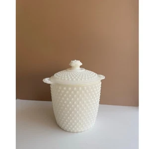 Anchor Hocking Hobnail Milk Glass Jar | Vintage Kitchen Canister White Glassware - Picture 1 of 11