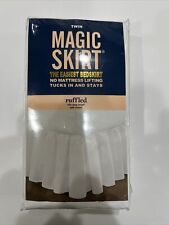 Magic Skirt For Twin Bed White Ruffled 15" Drop Length Wrap Around 