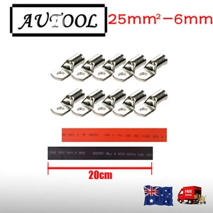 10 X Battery Cable Lead Lug Terminals 25-6 for Electrical wire 3 B&S cable OZ - Picture 1 of 3
