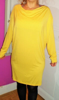 RENE LEZARD Magnifique robe NEUVE couleur jaune soleil taille M 40 col bénitier - Photo 1/2