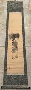 Old Japanese ink and Wash Scroll Painting on Paper. Signed. Meiji era - Picture 1 of 11