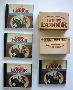 Louis LAmour CD Collection 7 Stories 4 Compact Discs Willie Nelson Wood Box XLNT - Picture 1 of 6