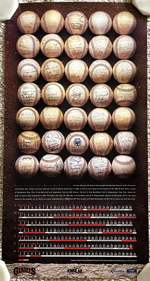 SAN FRANCISCO GIANTS-1991 OFFICIAL SCHEDULE POSTER-SGA-SIGNED BASEBALLS-27 X 14 - Image 1 of 1