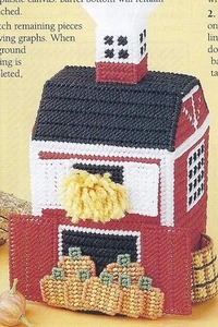**COUNTRY BARN WITH PUMPKINS TISSUE COVER TO STITCH**PLASTIC CANVAS PATTERN** - Picture 1 of 1