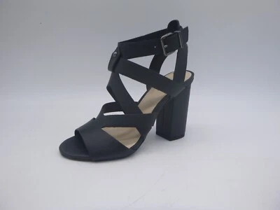 Босоножки Bar III Mae черные синтетические с ремешками на каблуках размер 7,5 блочный ремешок на пятке лодыжке - Изображение 1 из 4