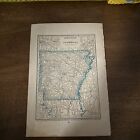 Antike bunte 1923 Karte von Arkansas 9x6 Zoll