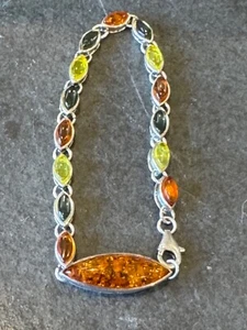 Sterling Silver Multi-Colored Amber Bracelet - Bild 1 von 8