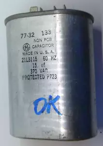 Condensador de aceite 15 uF 370 VAC de colección GE 21L3115 15 microfaradios 370 voltios CA - Imagen 1 de 2