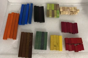 Vintage Wooden Cuisenaire Colored Rods Set of 74 - Picture 1 of 1