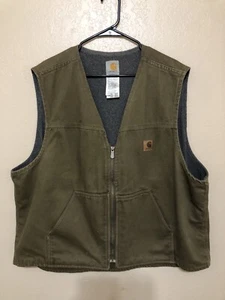 Vintage Carhartt Weste V19 DKB Fleece gefüttert Reißverschluss Herren Gr. 2XL braun TOP - Bild 1 von 24