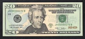 2009 $20 FRN FEDERAL RESERVE NOTE ST. LOUIS, MO GEM UNCIRCULATED LOW SERIAL #172 - Picture 1 of 2