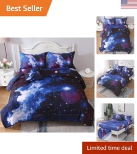 Outer Space Themed Bedding - Twin Galaxy Comforter Set - 6 Piece Bed in A Bag - Picture 1 of 8