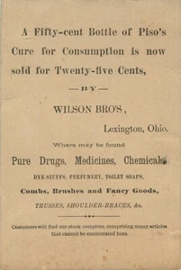 Tarjeta comercial victoriana, Quack Medicine, Piso’s Cure for Consumption, Lexington OH - Imagen 1 de 2
