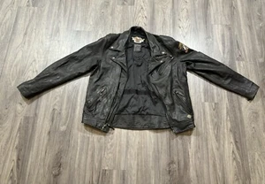 Harley Davidson Leather Cowhide Riding Jacket Men Large T HEAVY DUTY Horny Toad - Picture 1 of 12