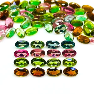 VVS 24 Pcs Natural Multi Tourmaline 5x3mm Oval Cut Loose Untreated Gemstones Lot - Picture 1 of 9