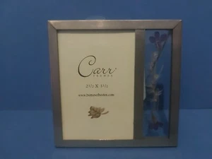 Burnes of Boston Carr Purple Wildflower Photo Frame 2.5" x 3.5" Pewter New 2001 - Picture 1 of 3