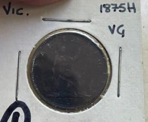 1875 H Gran Bretaña 1 One Farthing - Verdigris bg - Imagen 1 de 2