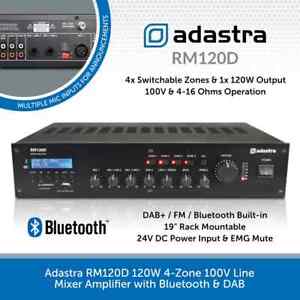 Adastra RM120D 100V Mixer Amp 120W With Bluetooth, DAB Radio & 4-Zone Control
