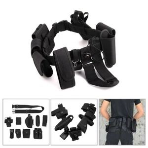 Hebillas de cinturón tácticas de guardia de policía con 9 bolsas kit utilitario seguridad negro nuevo - Imagen 1 de 10