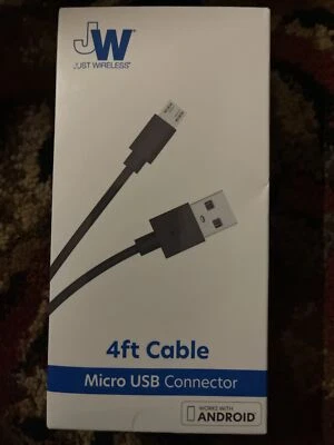 Just Wireless 4ft TPU Micro USB to USB-A Cable - Black - Image 1 of 2