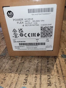 Allen Bradley 22A-A2P3N104 PowerFlex 4 AC Antrieb 0,4k/0,5PS 1Ph 180-264VAC *NEU* - Bild 1 von 3