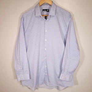 J. Ferrar Dress Shirt Men's XL 17.5 32 Stretch Blue Geometric Long Sleeve - Picture 1 of 9