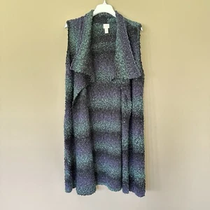 Chico's Medium Long Line Sleeveless Cardigan Sweater Purple Duster, Jewel Tones - Picture 1 of 11