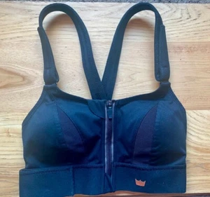 Shefit Small Ultimate Sports Bra New Black Front Zip Adjustable High Impact - Picture 1 of 5