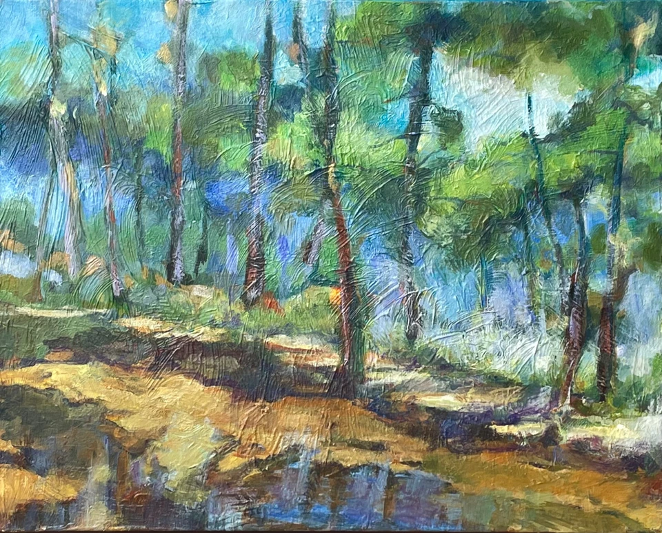 Tableau signé Laurence Ginailhac; Huile Landes Gironde, Lacanau TALARIS - Photo 1/1