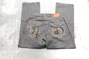 Artful Dodger Jeans Mens 36 Light Wash Gray Embroidered Daggers Y2K - Picture 1 of 9
