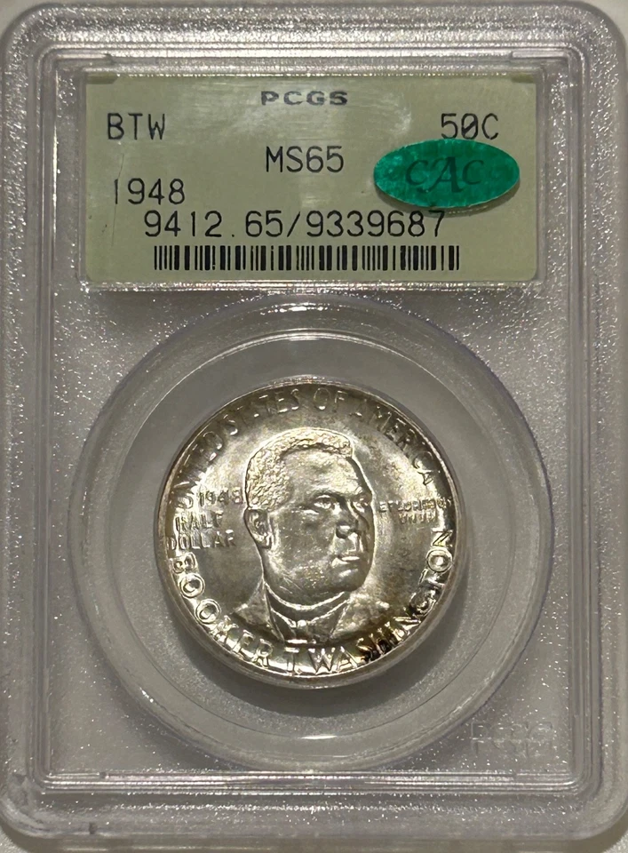 1948 P Booker T Washington Silver Half Dollar PCGS MS65 CAC OGH Only 8k Minted - Image 1 of 4