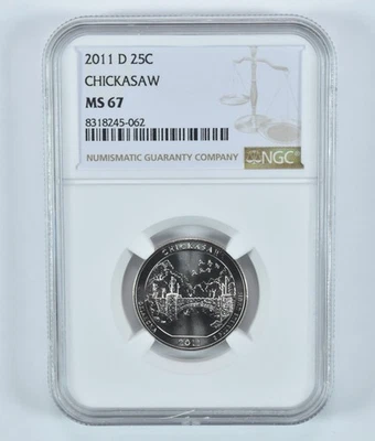 2011-D Washington Quarter Chickasaw America The Beautiful MS67 NGC *4693 - Image 1 of 4