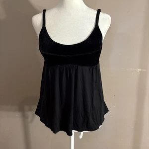 Victoria's Secret Angel Babydoll Lingerie Tank Black Adjustable Straps Velvet Md - Picture 1 of 11