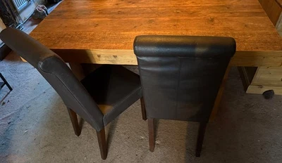 Solid Pine Wood Table Set ‎2 Benches and 2 Chairs  - Image 1 of 4