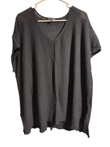 Eileen Fisher Damen 100% Wolle Strick Schwarz Stretch Top V-Ausschnitt Gr. XL - Bild 1 von 10