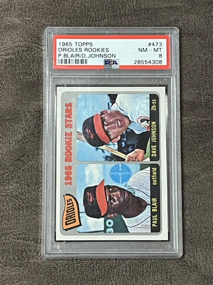 1965 Topps Orioles Rookies Dave Davey Johnson Paul Blair #473 PSA 8 NM-MT RIP RC - Image 1 of 2
