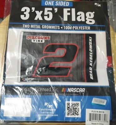 Brad Keselowski Flag #2 Pneu com Desconto Novo Licenciado Nascar 3' X 5' Um Lado - Imagem 1 de 4