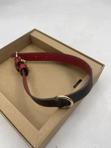 Coach Boxed Medium Pet Collar In Signature Canvas Walnut / Bold Red CX157 - Picture 1 of 10